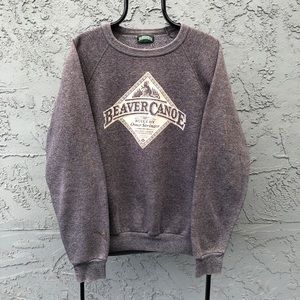 1980s Vintage Beaver Canoe grey sweatshirt crewneck spell out size large